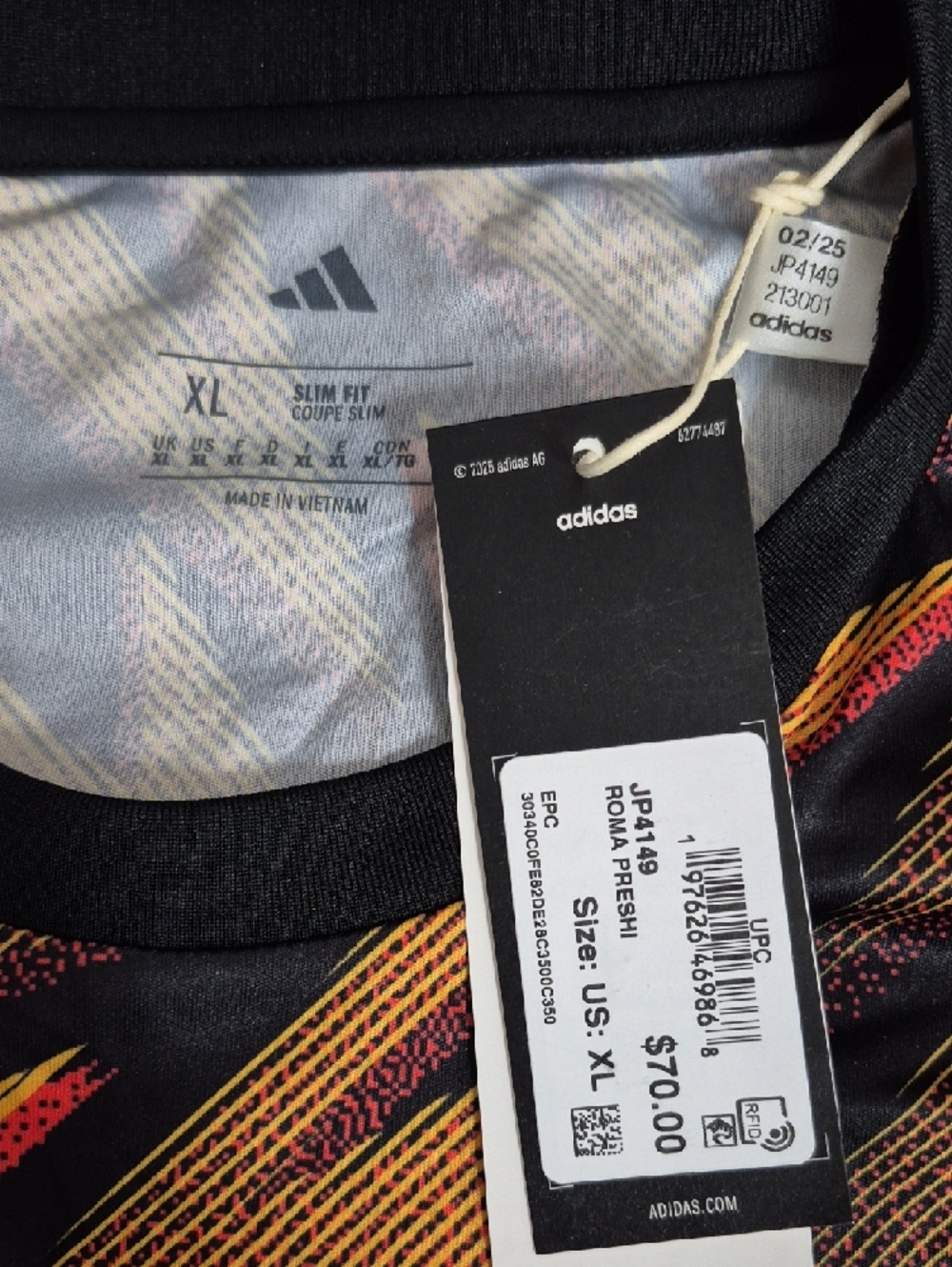 adidas Black Shirt with Red & Yellow Wave Print - Picture 5 of 7